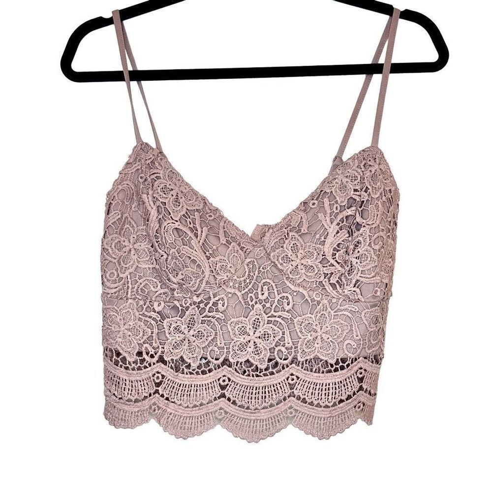 L.A. Hearts Adjustable Strap Cutout Lace Blush Pink Corset Crop Top Large